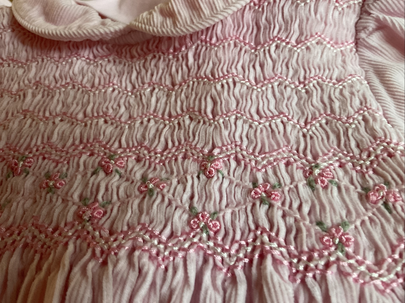 John Lewis Baby Girl Cord Smocked Dress 3/6 Months Peter Pan Collar