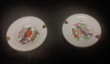 Vintage Songbird Porcelain Ashtrays With Gold Accents Made In Japan (2)