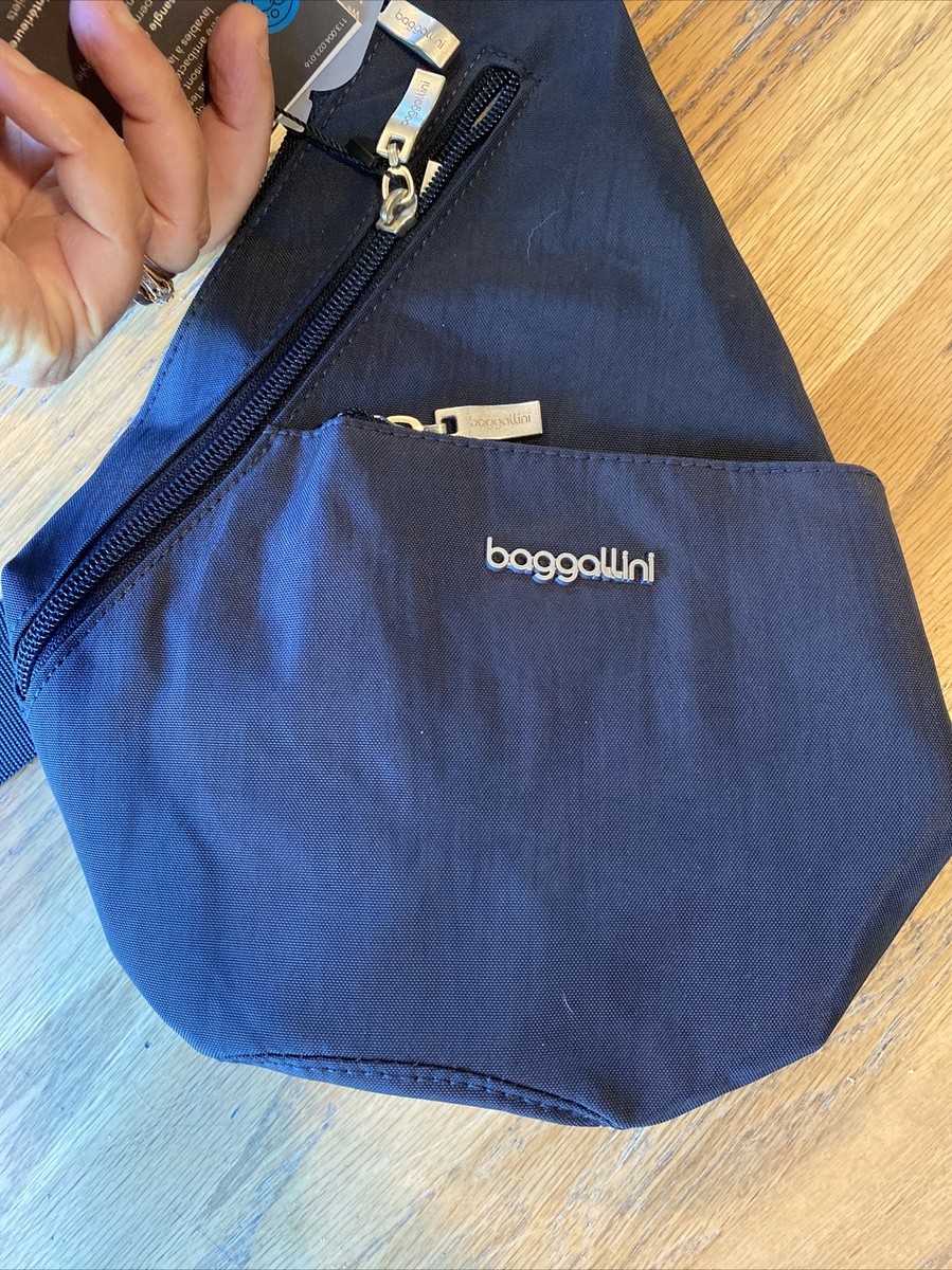 Baggallini Mini Sling Bag French Navy Crossbody Travel Backpack Water Resistant Double Zip Mini Sling main image 2