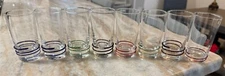 Set of 8 Pier 1 Imports Shot Glasses Verres a Rasades With Swirl art Glass 4oz h
