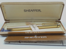 RARE Sheaffer Targa 1011 Gold Diamond Squares Fountain Pen, GT, Med 14K Nib, Box