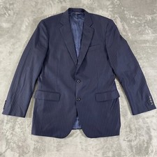 Brooks Brothers Madison Blazer Mens 42L Navy Blue Striped Coat Saxxon Wool USA