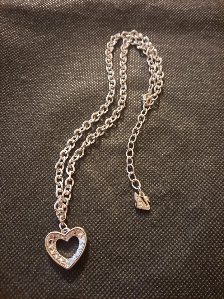 COLLAR CORAZÓN ACERO INOXIDABLE RODIO SWAROWSKI!   e6095UXX Foto 3 de 4