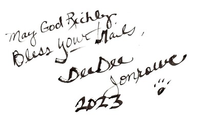 DEEDEE JONROWE SIGNED 3X5 INDEX CARD MAY GOD RICKLY BLESS YOUR TRAILS - CUT AUTO