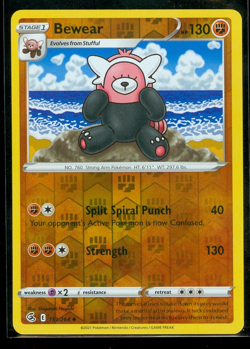 beware pokemon card Bewear 079-064 IR AR Shrouded Fable Extended Art Display Cases Evolves from Stufful Type Bewear - SWSH08: Fusion Strike