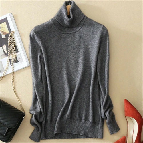 Damen Schmal Strick Rollkragen Kaschmir Pullover Pulli Gummizug Kuschelpullover - Bild 15 von 36