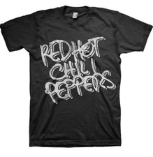 Red Hot Chili Peppers BlackWhite Logo Black T-Shirt OFFICIAL
