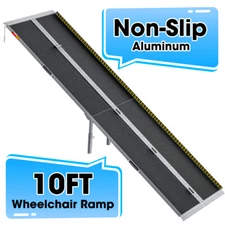 10ft Wheelchair Ramp Aluminum Non-Slip Folding Multifold Portable Handicap Ramp