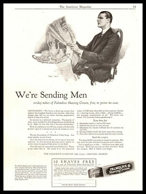 1926 Palmolive Shaving Cream Chicago IL ''We're Sending Men'' Vintage Print Ad