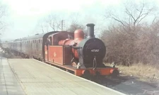 Vtg Railway Photo 6x4 Inch LMS 47357 Steam Train Locomotive Arriving at Platform