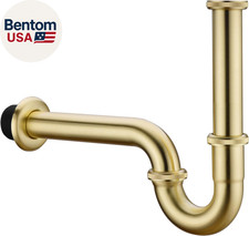 Brass P Trap, 1 1/4 Bathroom Basin Sink Waste Trap Drain Kit with Flange and Sli