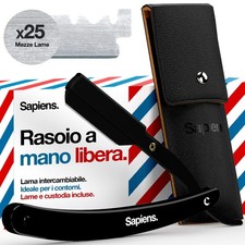 Rasoio A Mano Libera Rasoi Barba Uomo Con 25 Mezze Lamette Barba E Custodia