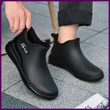 Ankle Rain Boots For Men Integrated forming Simple Waterproof Rain Shoes