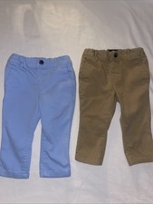 The Children's Place Boys Size 12-18 Mth Chino Pants Adjustable Waist Two Pairs