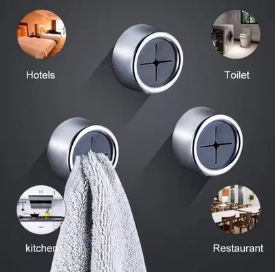 3pcs Self Adhesive Towel Holder Push In Dish Cloth Grip Hook No Drill Wall Mount