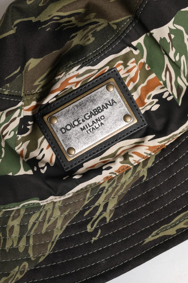 DOLCE & GABBANA Chapeau Multicolore DG Plaque Large Bord Bucket Capello 58... - Photo 4/4