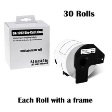 30Rolls 2.4in x 3.9in White Paper Shipping Labels DK-1202 For Brother QL-500/700