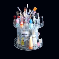 NEW DELUXE SPINNING MAKEUP ORGANIZER -ACRYLIC ROTATING COSMETIC DISPLAY CASE - L