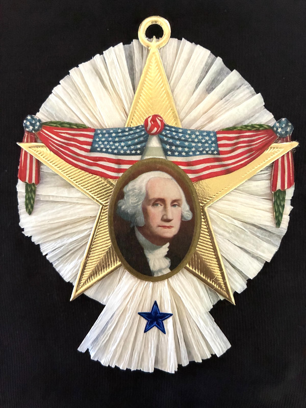 Antique Look Scrap Ornament,  PATRIOTIC   WASHINGTON,  Dresden Star,  Handmade