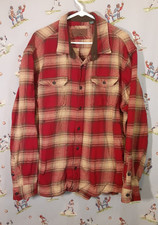 Orvis Big Bear Heavy Flannel Mens Sz 2XL Shirt Jacket Red Plaid Button Up