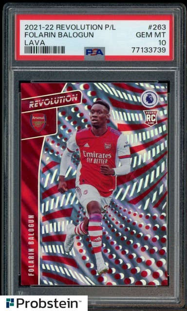2021-22 Panini Revolution PL Soccer Lava Folarin Balogun RC Rookie 1/10 PSA 10