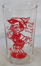 Vaso de beber Disney serie Pinocho 1940 rojo Pinocho 4 1/2" de alto