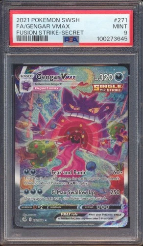 2021 POKEMON FUSION STRIKE GENGAR VMAX FULL ART #271 SECRET RARE PSA 9!