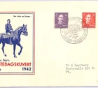 DENMARK 1942 FDC WW2 KING CHRISTIAN X Illustrated Horseback HORSES ROYALTY XV237