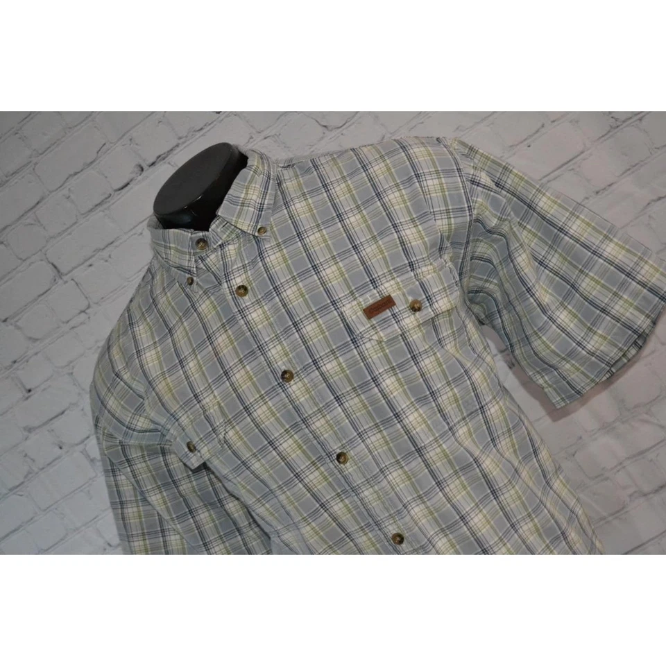 46243-a Camisa de Vestir de Trabajo Carhartt Informal Azul a Cuadros Algodón Talla XL Para Hombres Foto 2 de 4