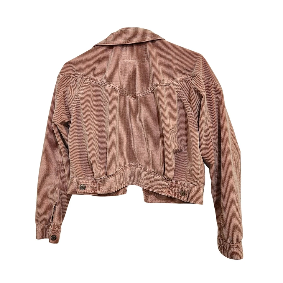 Chaqueta de Camionero American Eagle Rosa Botón Cuello Frontal Pana Recortada XS Foto 2 de 4