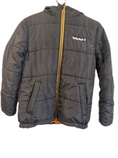 Jacket Boys Sz M 10/12 Timberland Insulated Puff Black/Orange w/Hoodie