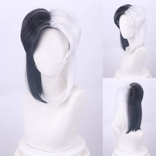 Cosplay Halloween Party Wigs CRUELLA Deville De Vil Black White with Bangs Short