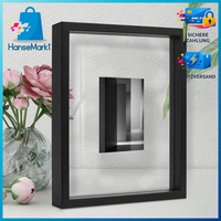 Bilderrahmen 20X25 Cm Schwarz Doppelglas Schwebender Fotorahmen Glas