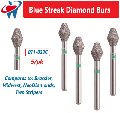 Diamond Barrel Blue Streak Diamond Burs Barrel 811.037 Coarse Brassler, Midwest