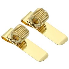 Pen Holder Clips, 2Pcs Metal Horizontal Portable Single Spring Loop Golden