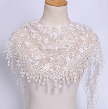 Women's White Lace with white accents, Church Veil, New AB-455-R2
