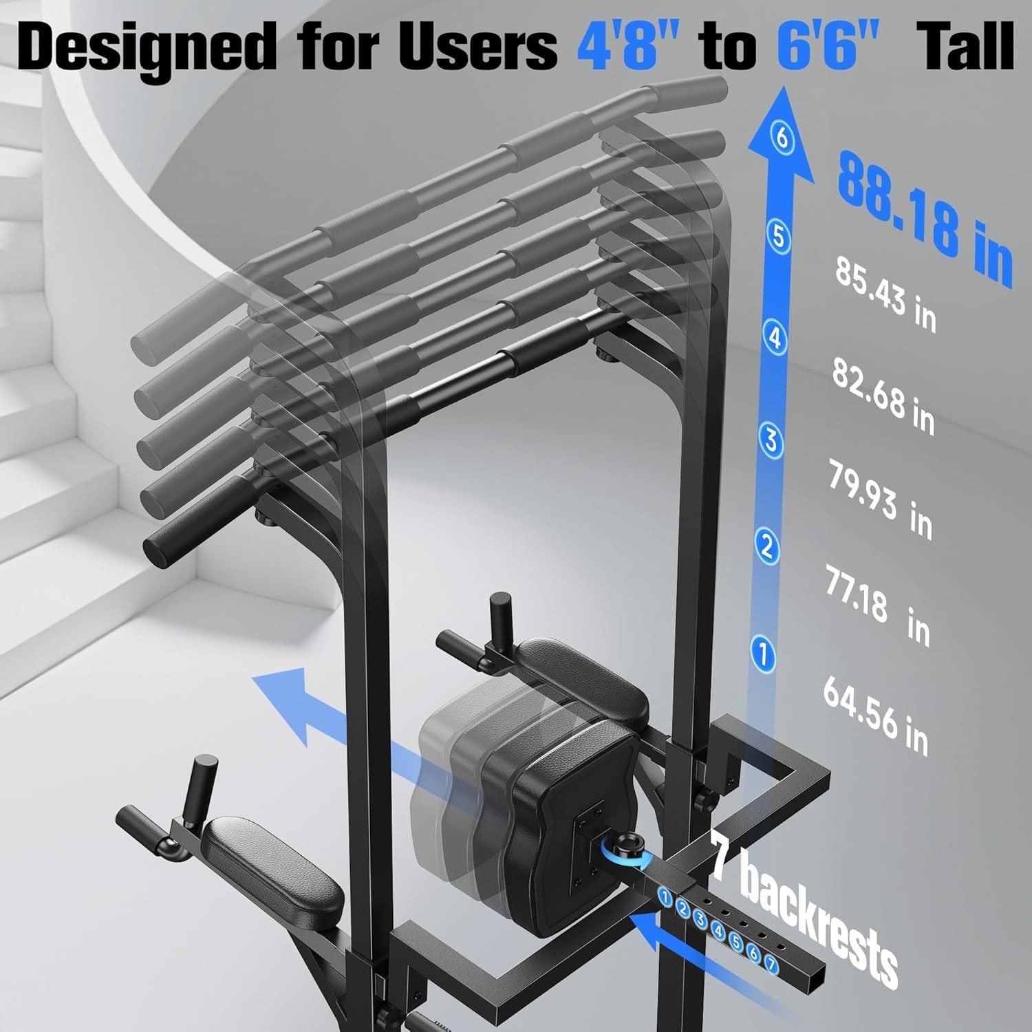 Durable Multi-Function Power Tower - Space-Saving Pull Up Bar for Home Workouts