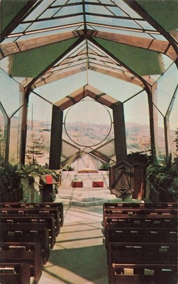 Rancho Palos Verdes California, Wayfarers' Chapel Interior, Vintage Postcard