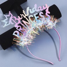 Pink Happy Birthday Headband Glitter Crown Party Star Sequin for Women Jewelry