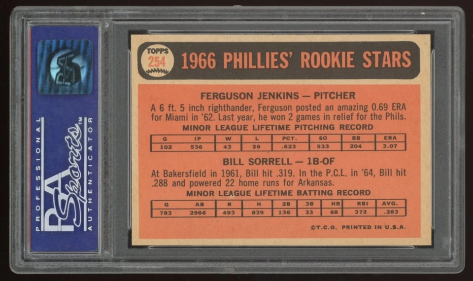 1966 Topps Fergie Ferguson Jenkins #254 RC rookie PSA 8 NM-MT - Image 2 of 2