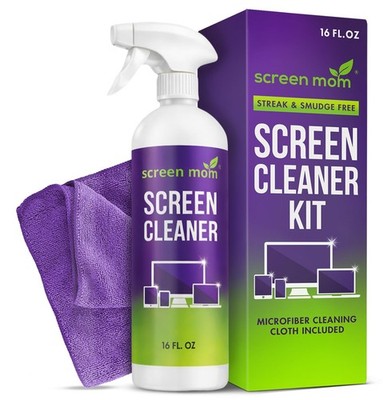 Screen Mom Cleaner Spray and Microfiber 16 Fl Oz (Pack of 1), purple