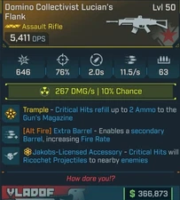 Borderlands 4 LUCIANS FLANK RADIATION JAKOBS MAX DPS ROLL PS5/XBOX/PC