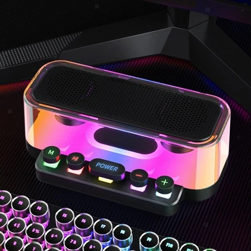BT Speaker Transparent RGB Backlit Piano Shaped Subwoofer for Desktop