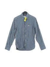Next Men's Shirt S Blue Striped 100 Cotton Basic