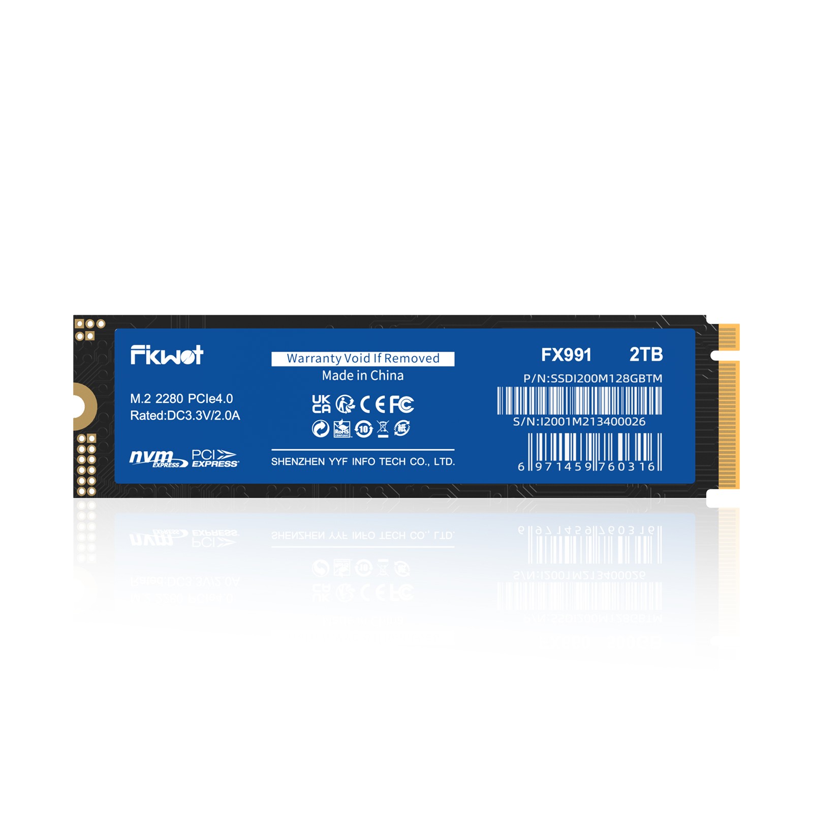Fikwot M.2 NVMe 2TB PCIe 4.0 SSD Internal SSD Hard Drive 7300MB/s PS5/PC/Gaming