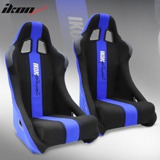 Universal Pair Ergonomic Bucket Racing Seats Pineapple Cloth Slider Blackblue