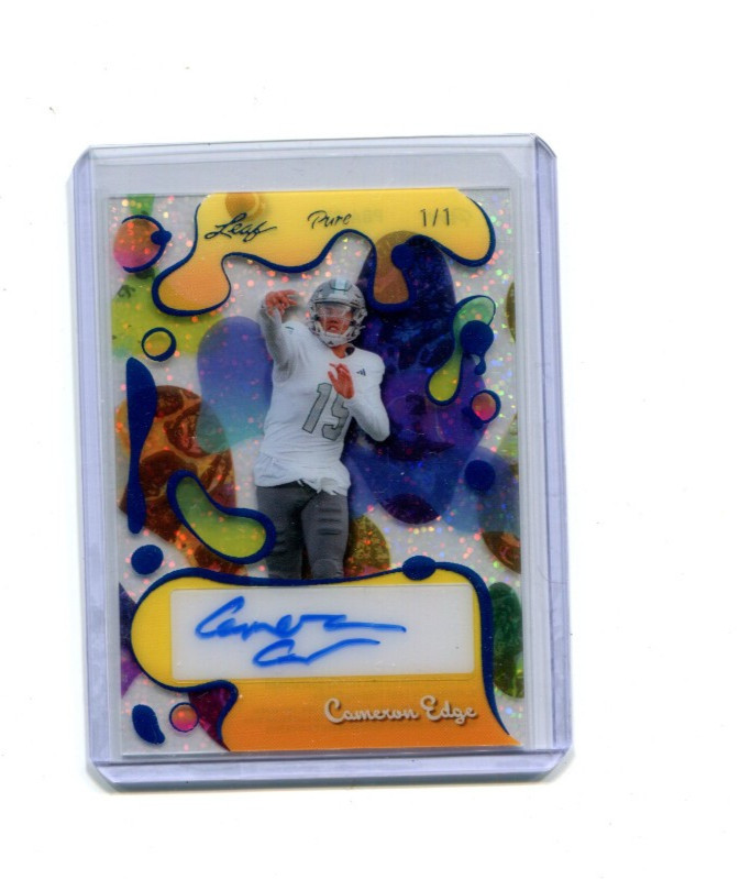2025 Leaf Eclectic Football Pure Blue Sparkle Cameron Edge Rookie Auto 1/1