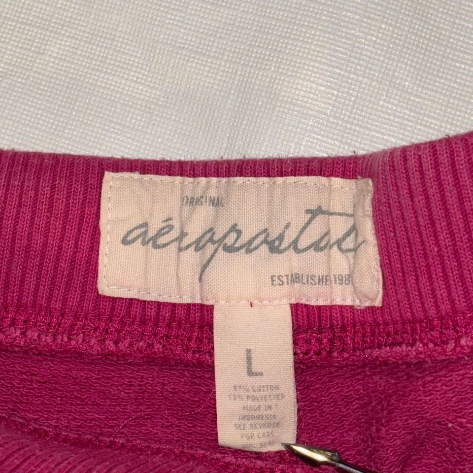 Pantalones Cortos Deportivos Aeropostale Y2K Vintage Rosa Cordón Talla L Blanco Logo Foto 3 de 4