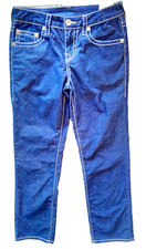 New With Tags True Religion Big T Straight Leg Corduroy Jeans Cobalt Blue Sz 14