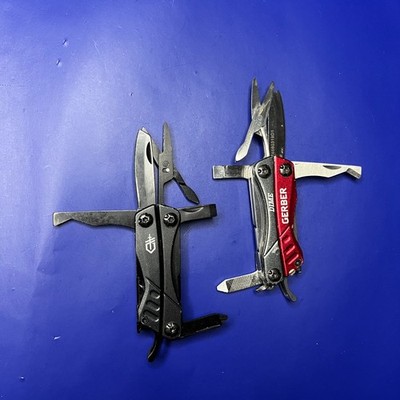 Lot of 2 Gerber Dime Multi-Tools Small Keychain Pliers Knife File Scissors